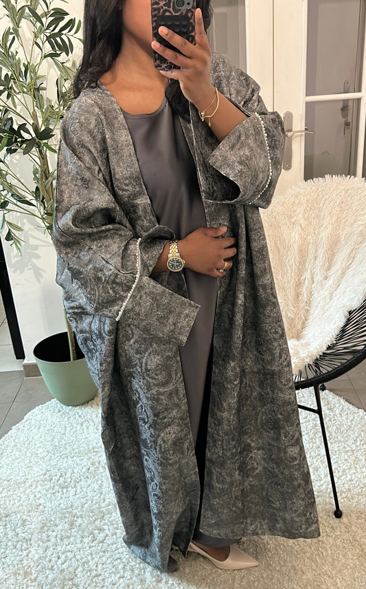 KIMONO BROCARD GRIS + ROBE