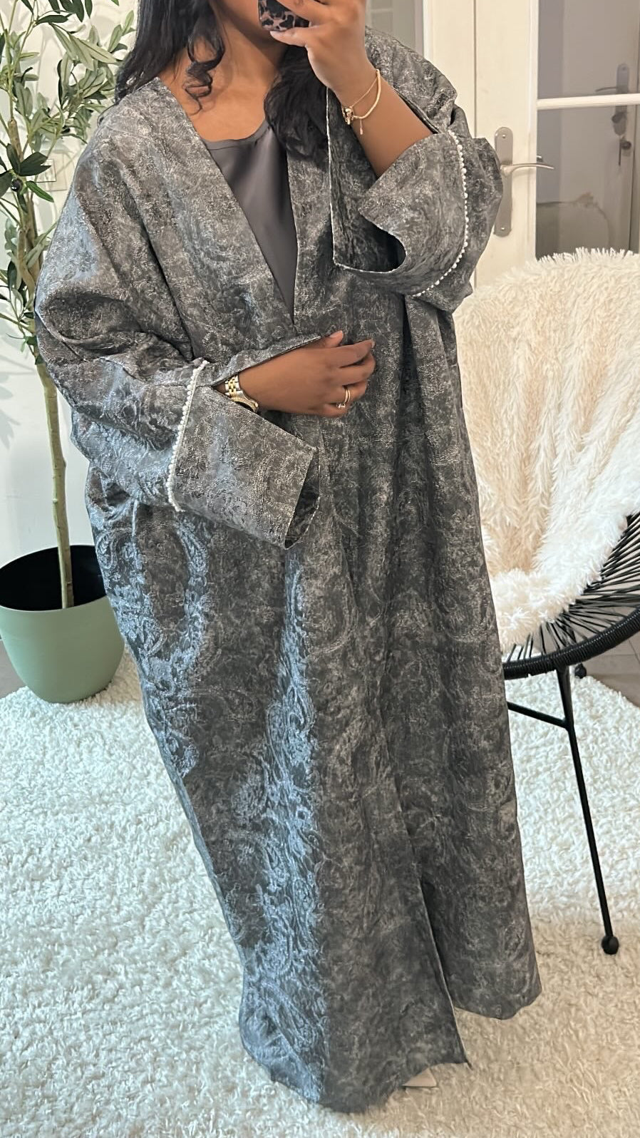 KIMONO BROCARD GRIS + ROBE