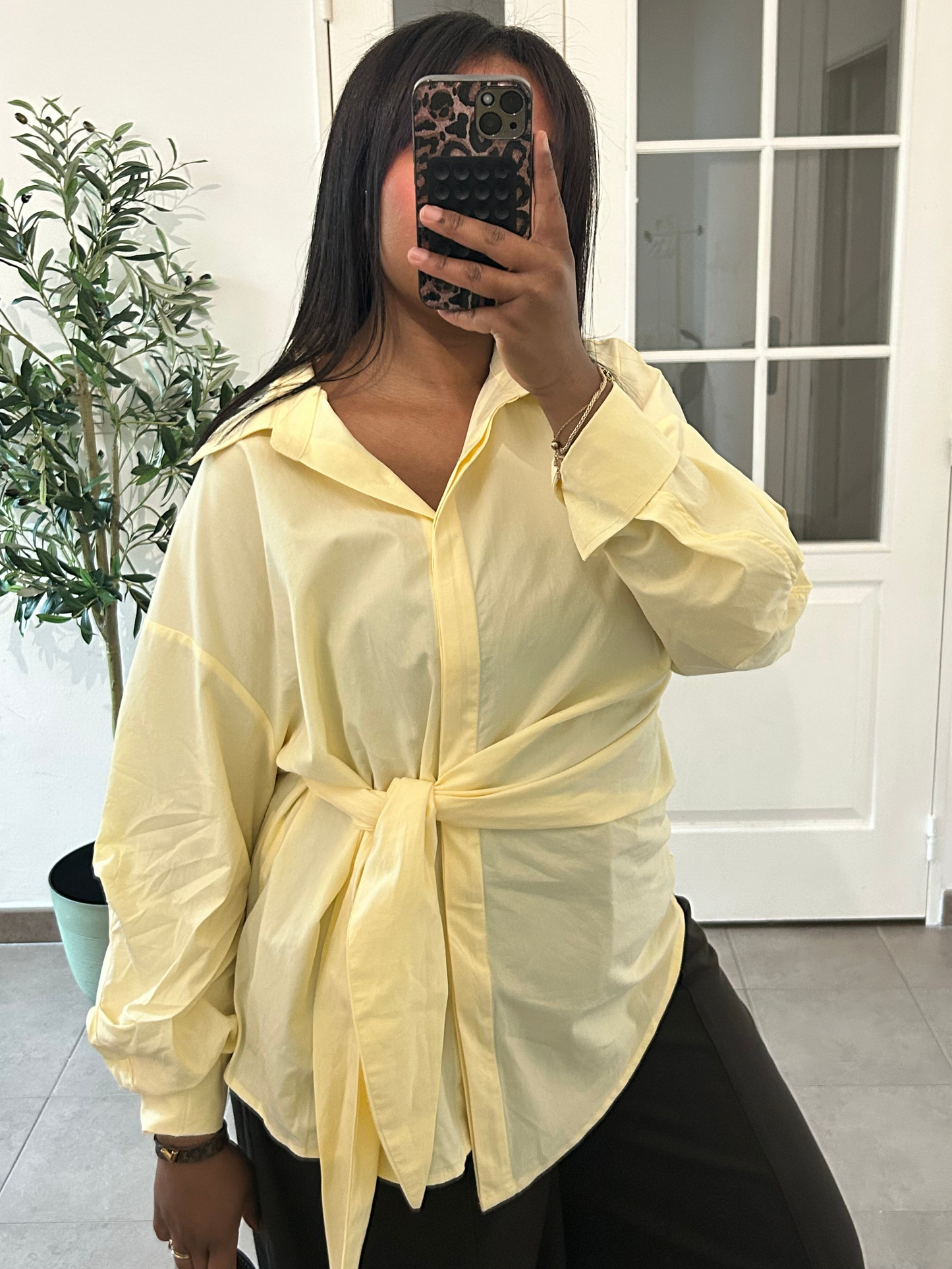CHEMISE NŒUD - JAUNE PASTEL