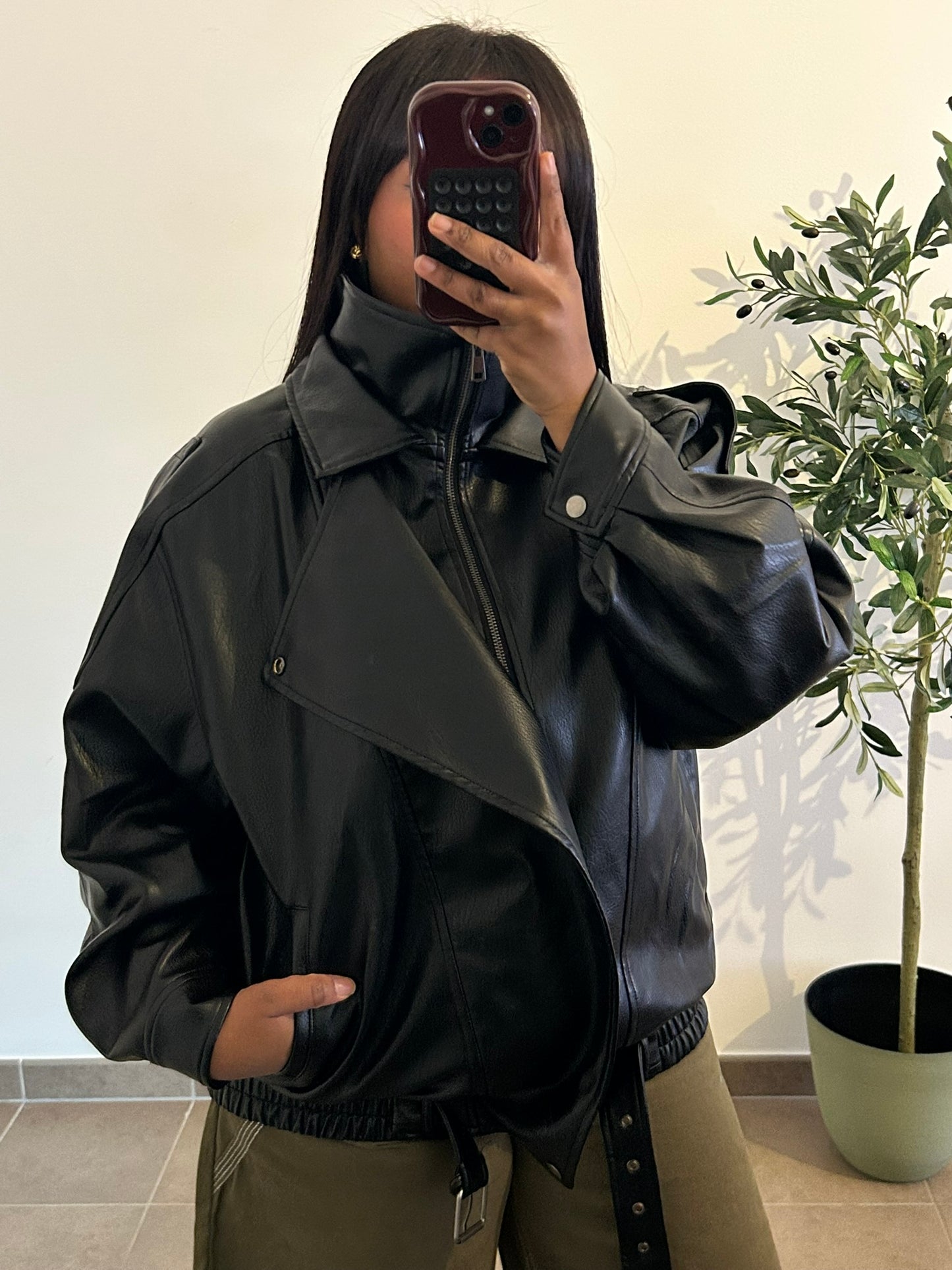 BLOUSON SIMILI CUIR DARK