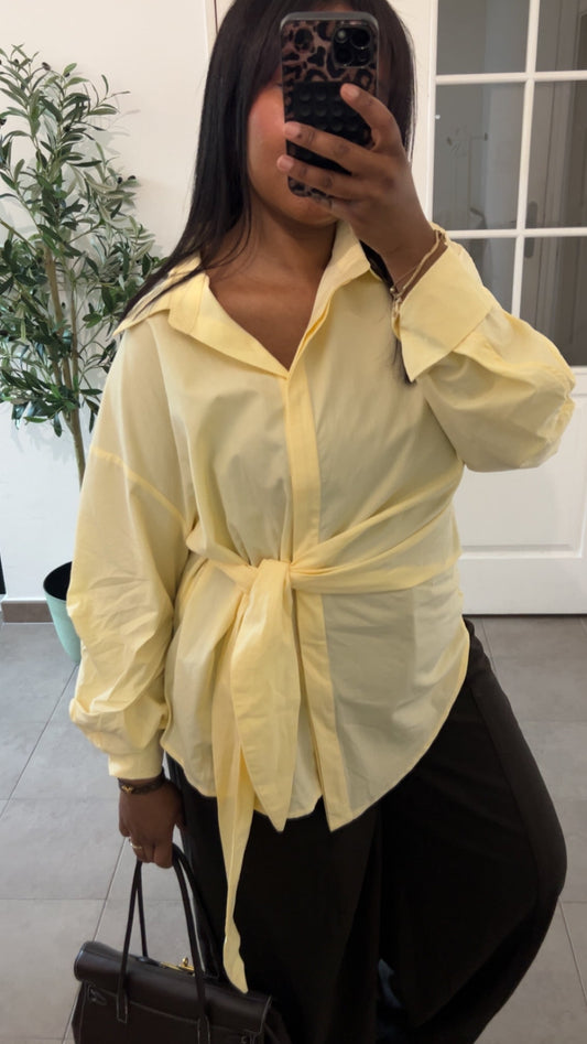 CHEMISE NŒUD - JAUNE PASTEL